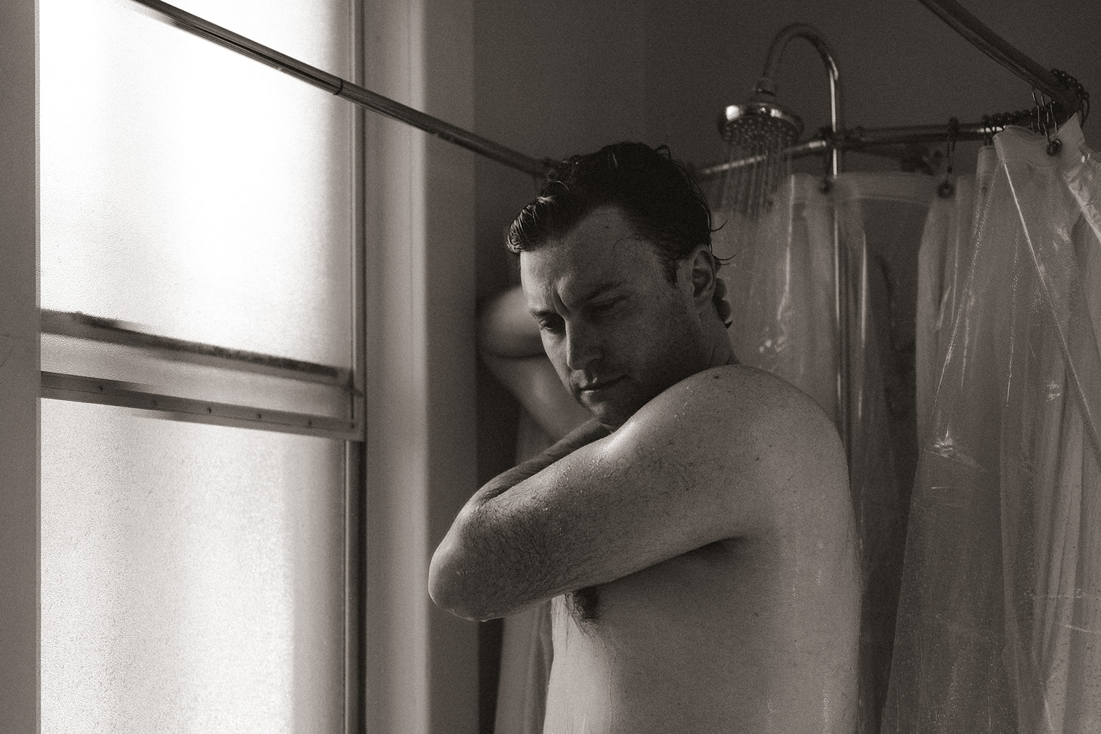 male boudoir in the shower